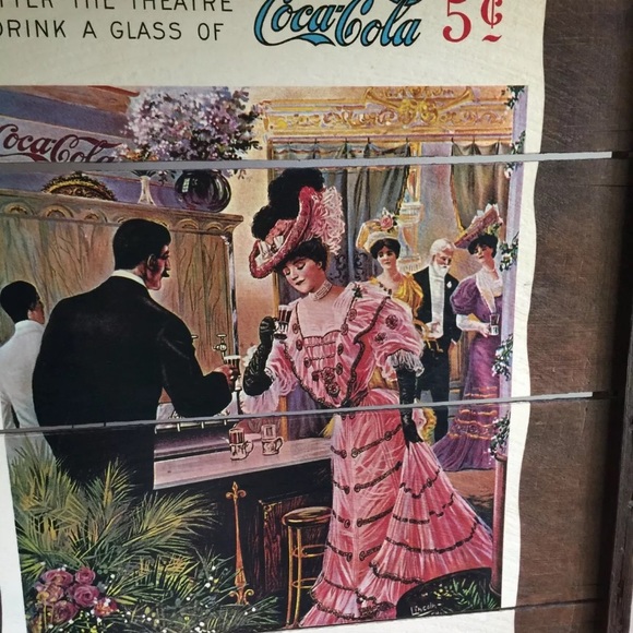 Vtg 27x24” Wooden Advertising Sign Coca Cola 5c - Picture 7 of 11